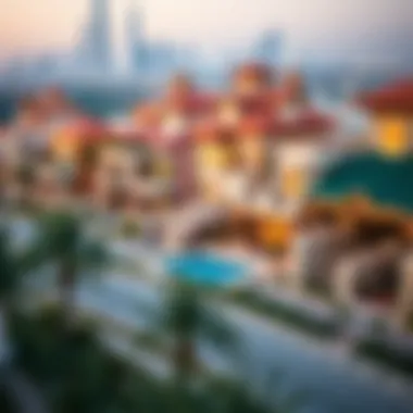 Vibrant Skyline of Dubai Villa Neighborhoods Vibrant skyline of Dubai featuring villa neighborhoods