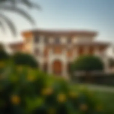 Elegant villa in Meydan with lush landscaping