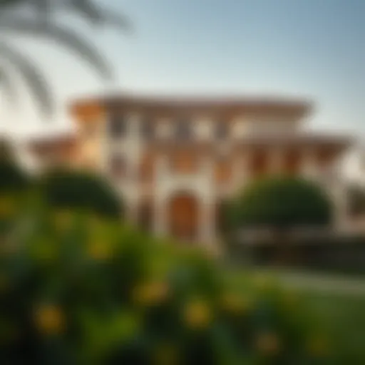 Elegant villa in Meydan with lush landscaping