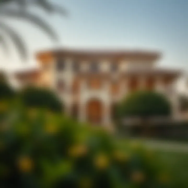 Elegant villa in Meydan with lush landscaping