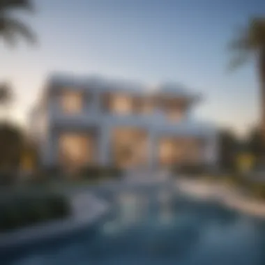 Modern Architectural Marvel in Jumeirah Golf Estates Stunning villa exterior showcasing modern architecture in Jumeirah Golf Estates