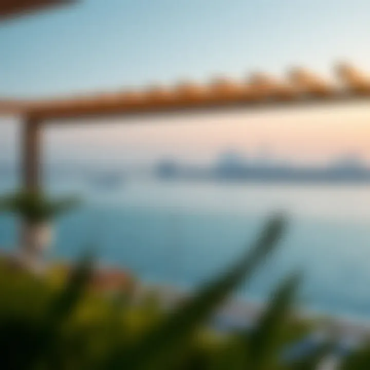 Breathtaking waterfront view from a villa terrace in Jumeirah Islands