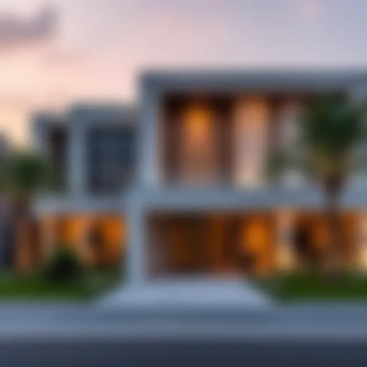 Stunning villa exterior showcasing modern architecture in the Lakes community