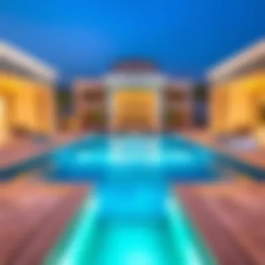 Luxurious poolside view of a villa in Jebel Ali