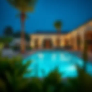 Inviting Outdoor Pool and Garden in JVC Outdoor pool and garden in a Jumeirah Village Circle villa