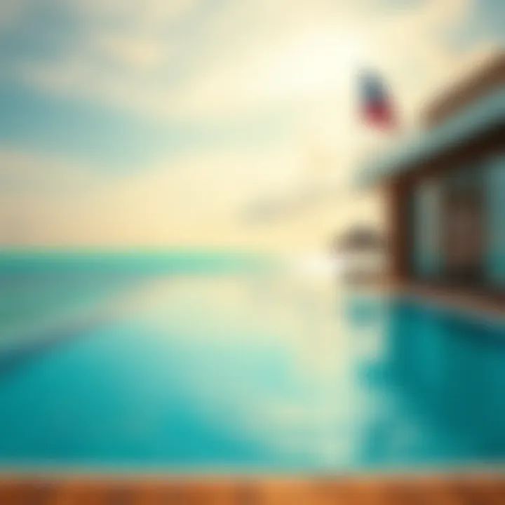 Private infinity pool of a water villa with stunning ocean backdrop.