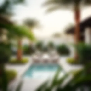 Serene outdoor area with lush landscaping