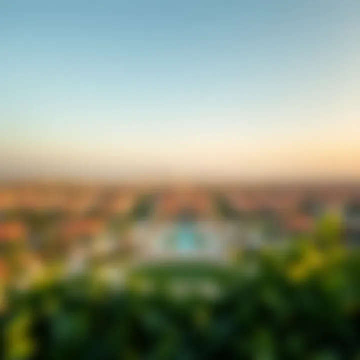 Panoramic view of Jumeirah Village Circle from Harrington House