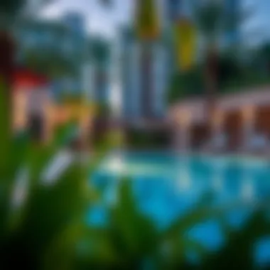 Charming Private Pool Area in Luxury Setting Charming private pool area surrounded by lush greenery and luxury amenities