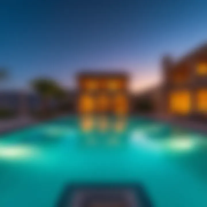 Serene Pool Area of Jebel Jais Villa Lavish swimming pool surrounded by scenic landscape