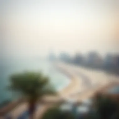 Panoramic view of Jumeirah Beach with iconic skyline