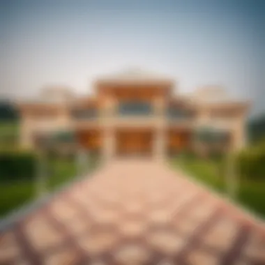 Elegant clubhouse at Jumeirah Golf Estate featuring modern architecture