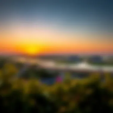 Serene Sunset Over Jumeirah Golf Estates Sunset view over the serene lakes and residences of Jumeirah Golf Estates
