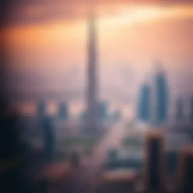 Dynamic Dubai Skyline and Residences Aerial view of Dubai skyline with residential properties