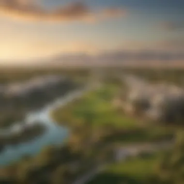 Panoramic View of Montgomerie Emirates Hills Stunning overview of Montgomerie Emirates Hills showcasing luxurious villas and lush golf course.