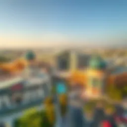 Aerial view of Mudon Al Salam Town Centre showcasing its modern architecture.