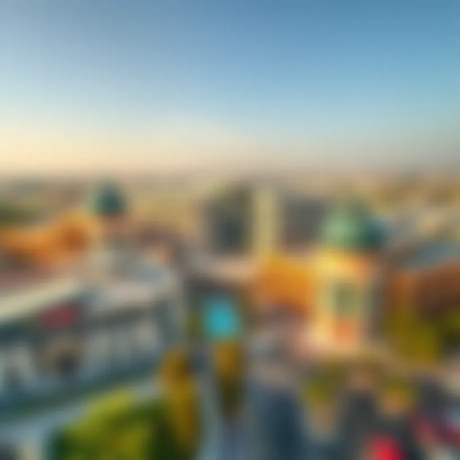 Aerial view of Mudon Al Salam Town Centre showcasing its modern architecture.