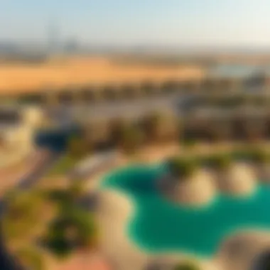 Aerial Perspective of Nad Al Sheba Community Aerial view of the Nad Al Sheba community showcasing its prime location in Dubai