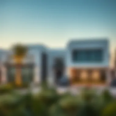 Modern Architectural Elegance of Nad Al Sheba Villas Exterior view of Nad Al Sheba Villas showcasing modern architecture and landscaping
