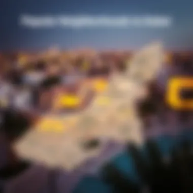 Map highlighting popular neighborhoods for villas in Dubai