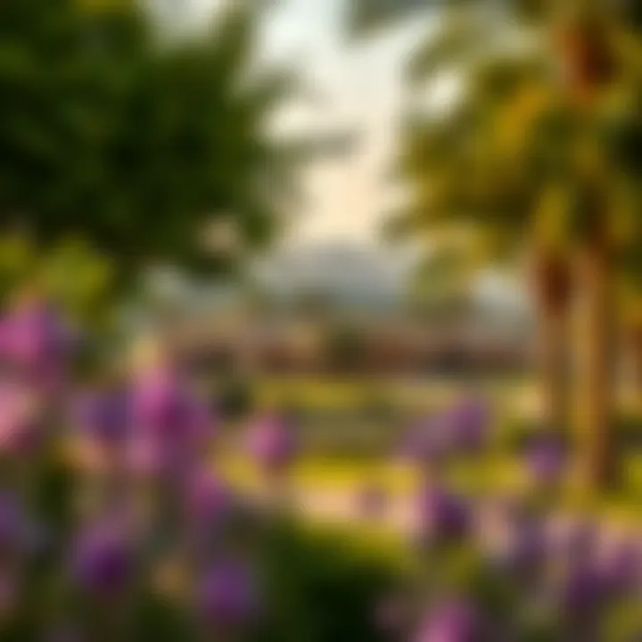 Lush green landscape of Arabian Ranches community