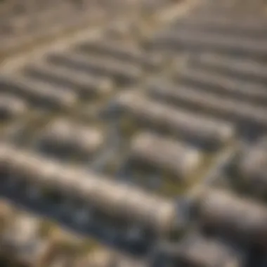 Aerial Perspective of Dubai Townhouse Neighborhoods Aerial view of a neighborhood with townhouses in Dubai