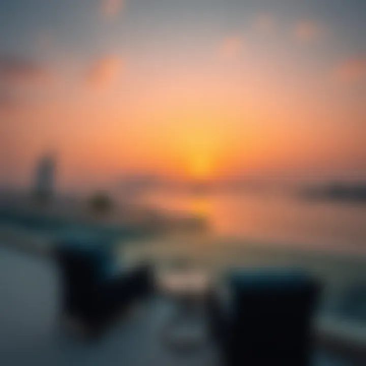 Sunset view from the terrace of Ocean House overlooking the Dubai skyline