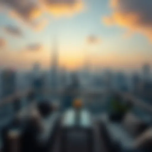 Stunning view of Five Palm penthouse terrace overlooking Dubai skyline