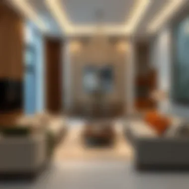 Luxurious living room interior with high-end furnishings