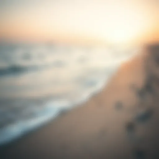Tranquil beach with soft waves lapping the shore