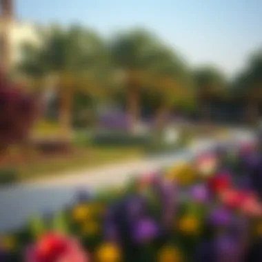 Lush landscaping and community areas within Royal Park Dubai