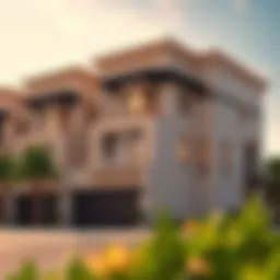 Stunning exterior view of Shams Townhouses showcasing luxurious architecture