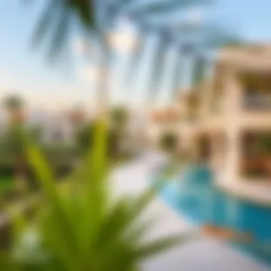 Serene Environment of Shamsa Townhouses Scenic view of Shamsa Townhouses surrounded by lush greenery and modern amenities