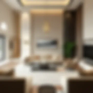 Sophisticated Interior of Shamsa Townhouses Spacious and beautifully designed living room interior in Shamsa Townhouses