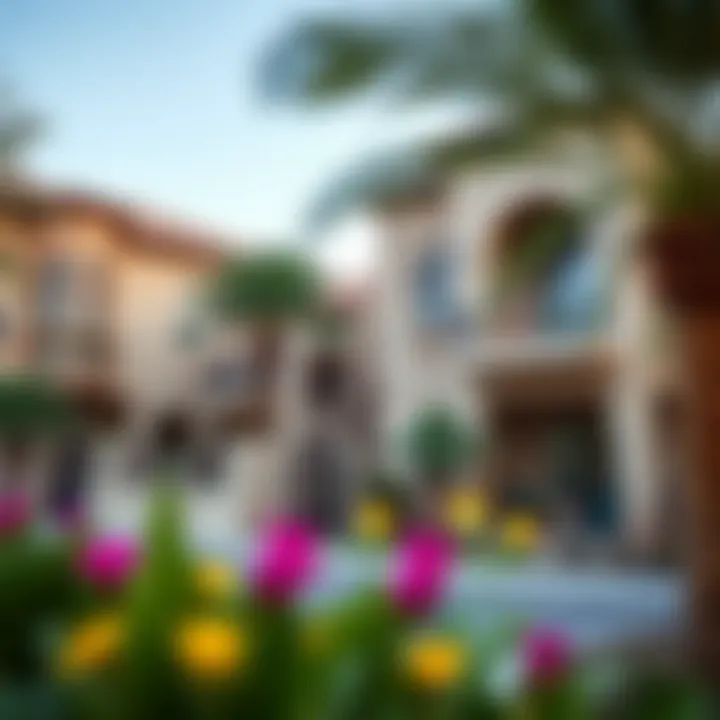 A vibrant community atmosphere surrounding a spring villa, symbolizing its appeal to investors and expatriates.