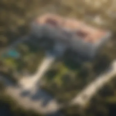 Aerial Perspective of the Mansion Grounds Aerial view of the mansion highlighting its expansive grounds and surrounding landscape
