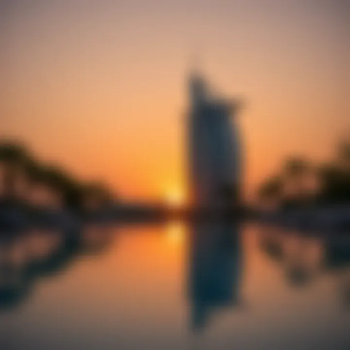 Tranquil ambiance of the Park Hyatt Dubai pool during sunset