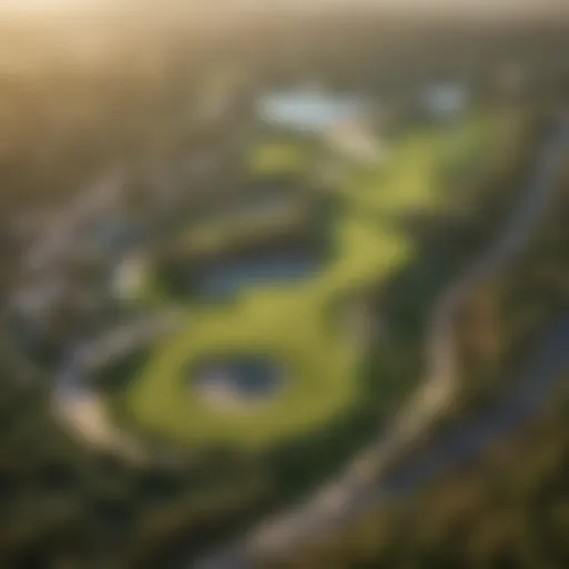 Aerial view of the Trump Golf Course showcasing its lush greens and unique design