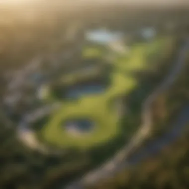 Aerial View of the Trump Golf Course Aerial view of the Trump Golf Course showcasing its lush greens and unique design