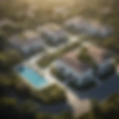 Community Layout of Twin Villas Aerial view of a community of twin villas surrounded by lush greenery