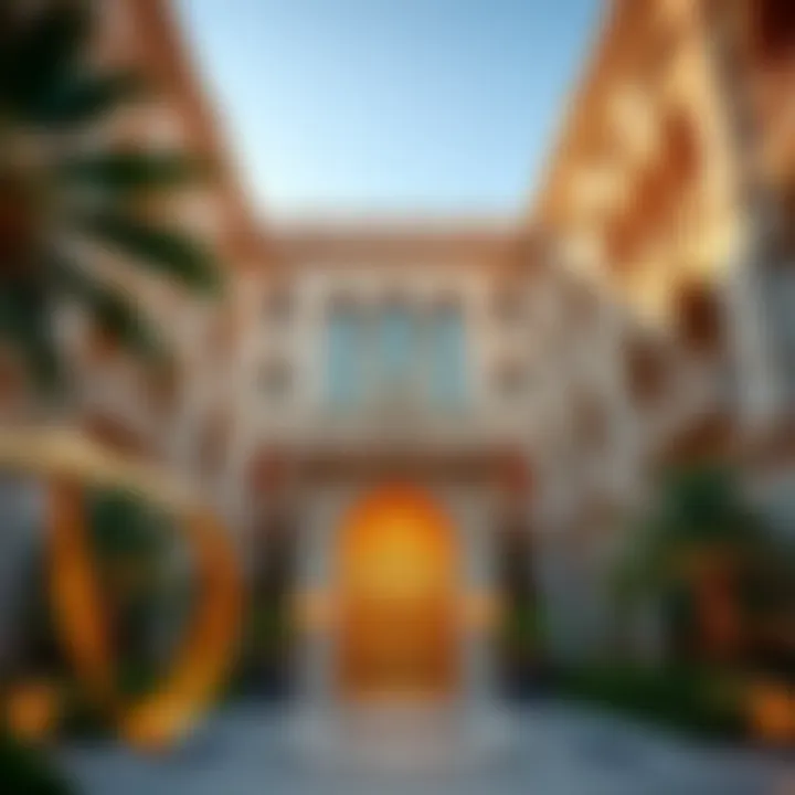 Luxurious facade of Zabeel Saray Royal Residences showcasing intricate architecture