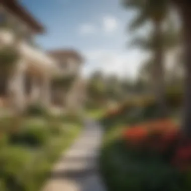 Serene Landscapes and Gardens of Zahia Villas Lush landscaped gardens surrounding Zahia Villas with vibrant flora